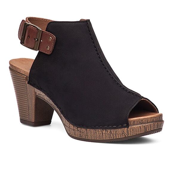 DANSKO Reggie Peep Toe Slingback Sandal in Black Milled Nubuck Womens Size EU 40 - Picture 1 of 14